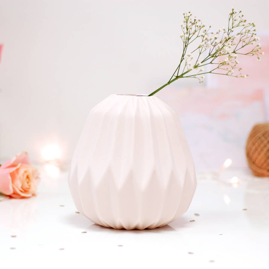 Fluted Folded Origami Blush Pink Vase By The Luxe Co ...