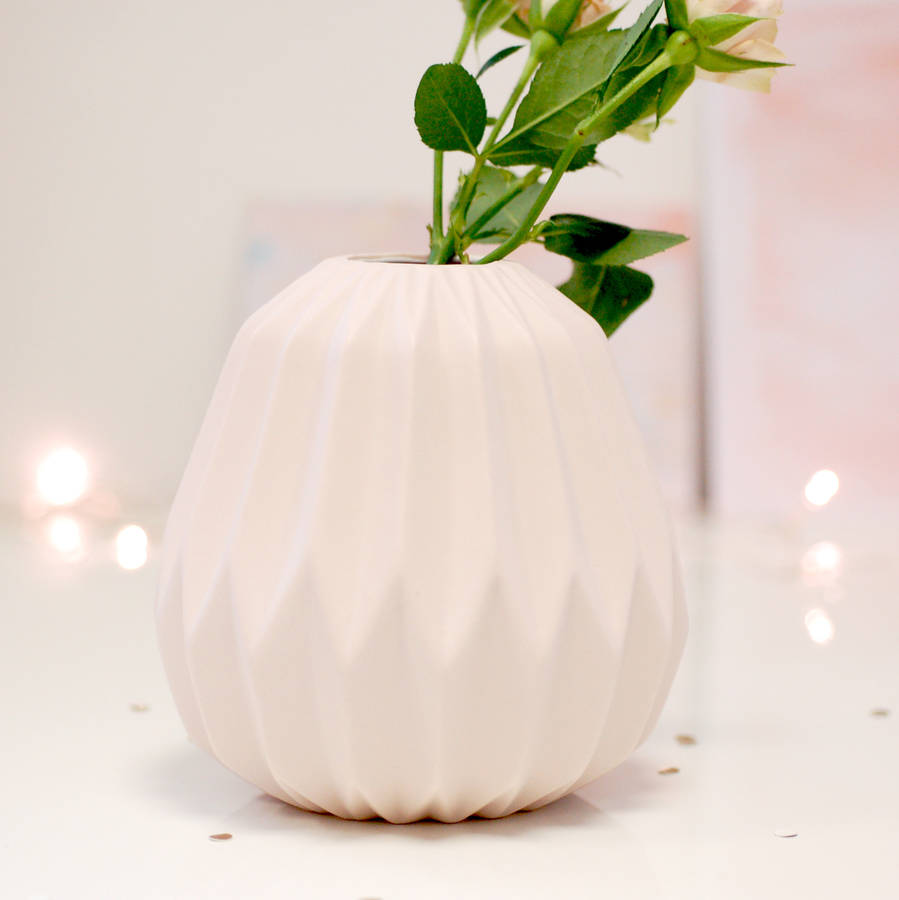 Fluted Folded Origami Blush Pink Vase By The Luxe Co