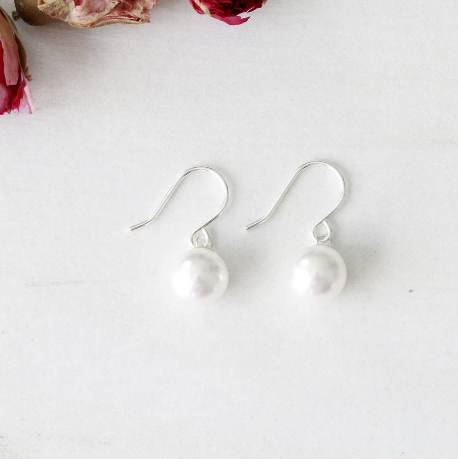 silver pearl earrings by attic | notonthehighstreet.com