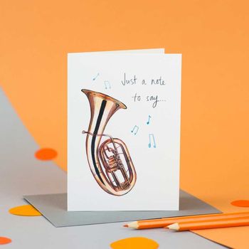 'Just A Note To Say' Illustrated Instruments Card, 3 of 5