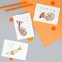 'Just A Note To Say' Illustrated Instruments Card, thumbnail 1 of 5