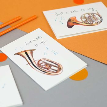 'Just A Note To Say' Illustrated Instruments Card, 5 of 5