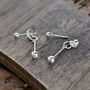 Sterling Silver Bar And Ball Two Part Stud Earrings, thumbnail 3 of 4