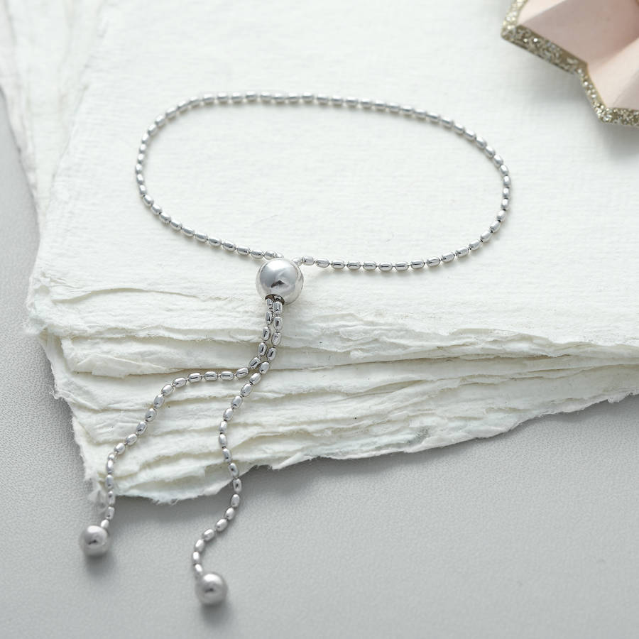 Sterling Silver Bead Slider Friendship Bracelet By Hurleyburley