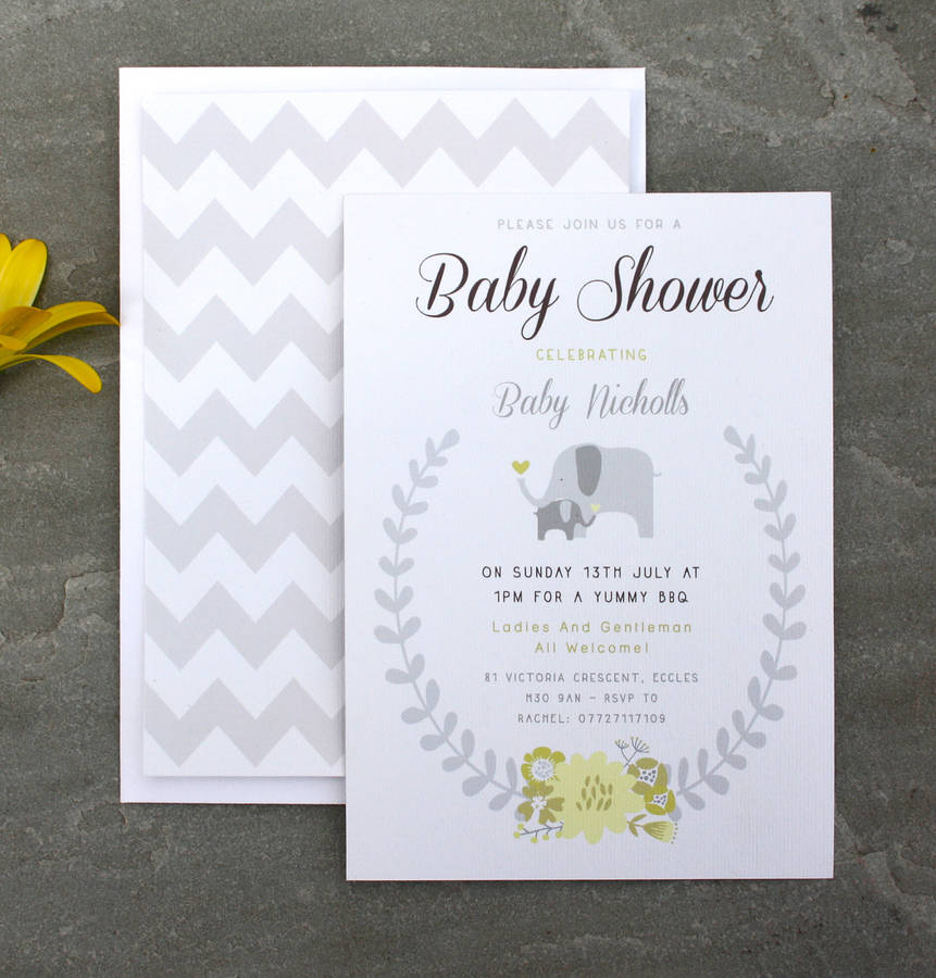elephant baby shower invitation by rodo creative