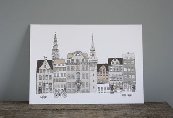 Copenhagen Skyline Print In Grey, 3 of 4