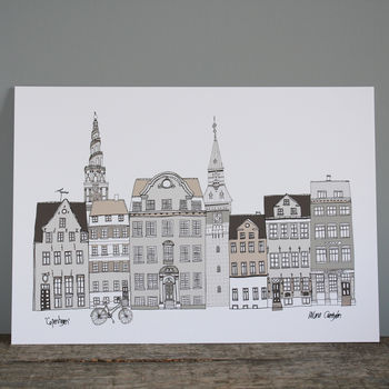 Copenhagen Skyline Print In Grey, 2 of 4