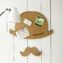 Hat And Moustache Personalised Cork Pinboard, thumbnail 1 of 6