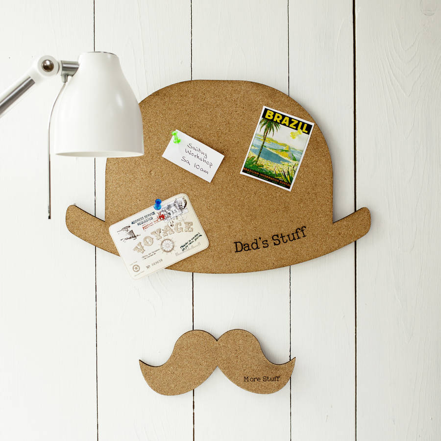 Hat And Moustache Personalised Cork Pinboard, 1 of 6