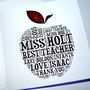 Teacher Sparkly Apple Personalised Card, thumbnail 3 of 3