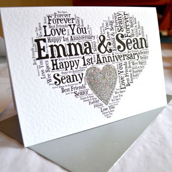 Personalised 10th Wedding Anniversary Love Sparkle Card, 12 of 12