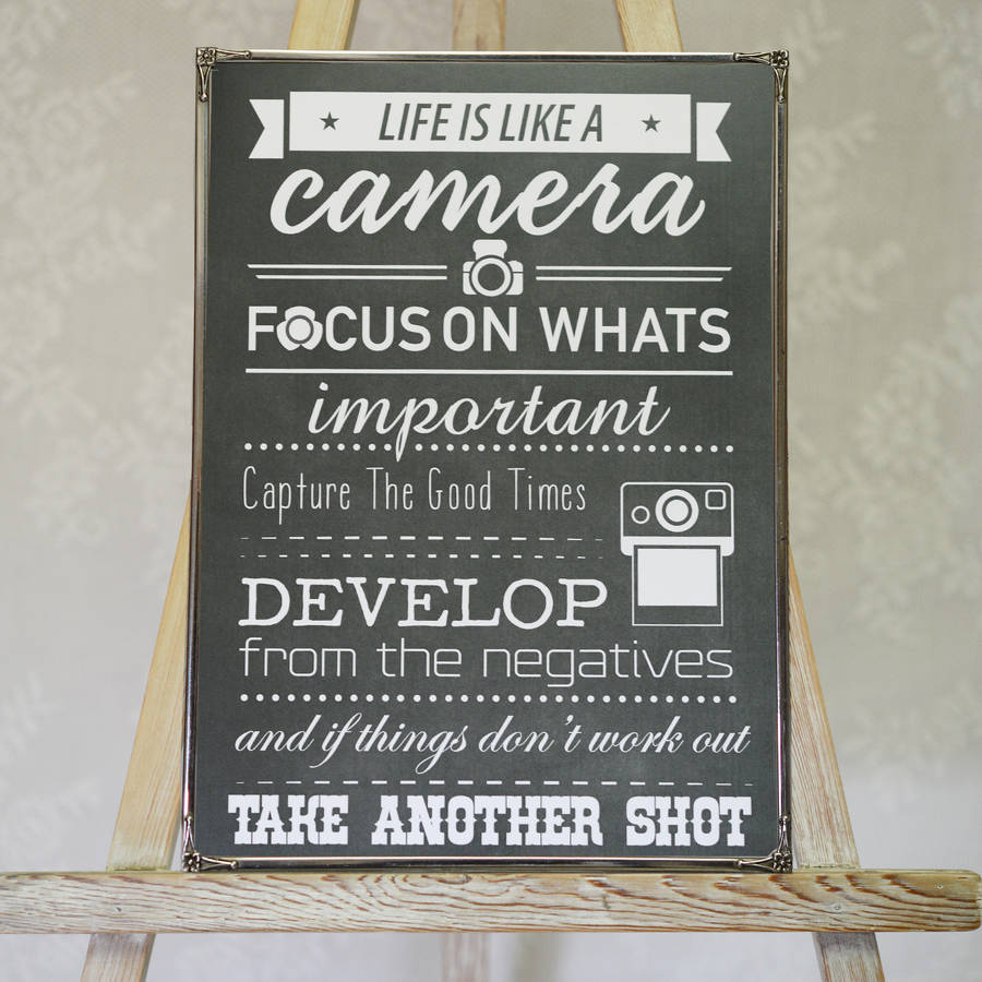  Life Is Like A Camera Quote Poster By Home Glory