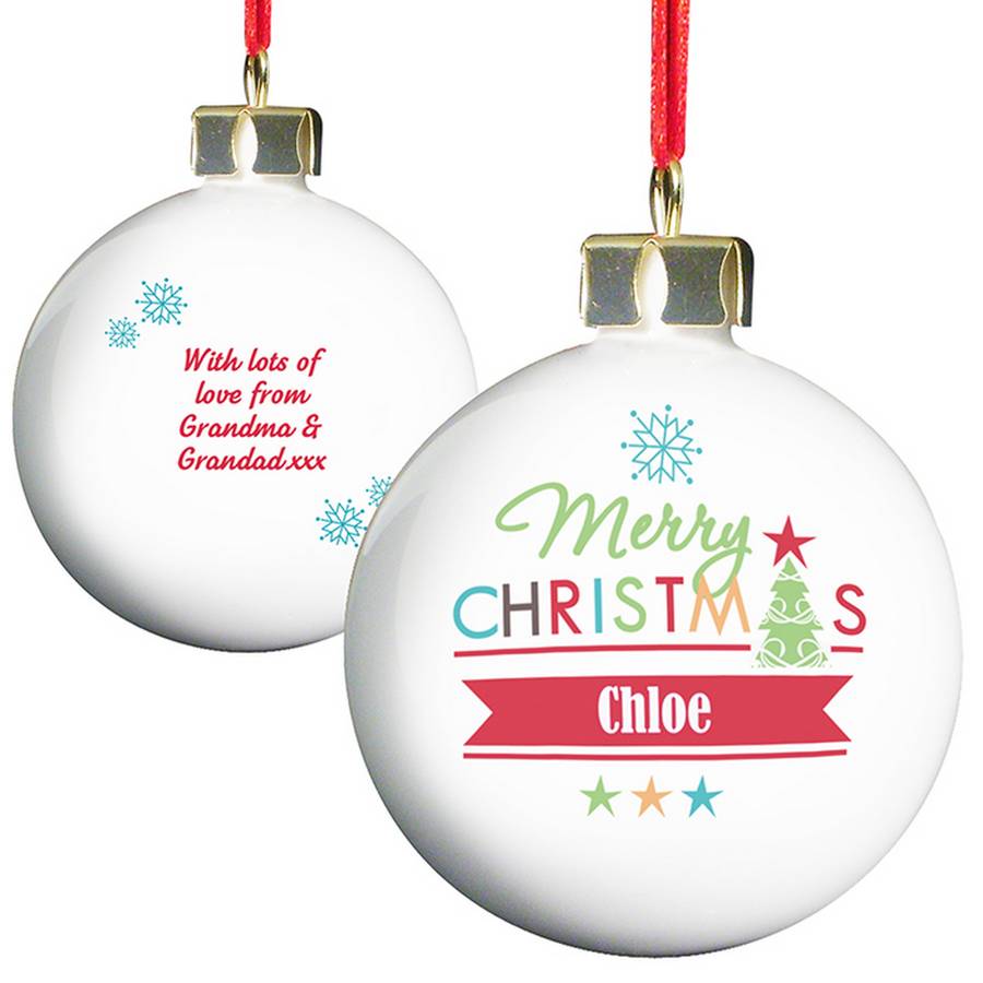 Merry Christmas Bright Personalised Bauble By Chalk And Cheese Candles ...