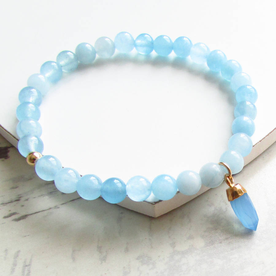 azure aqua jade gemstone bracelet by evy designs
