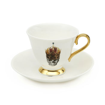 Skull In Red Crown Teacup And Saucer, 2 of 3