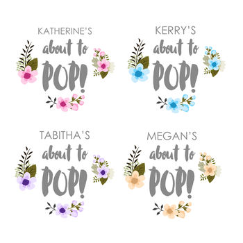 Personalised About To Pop! Baby Shower Stickers, 4 of 9