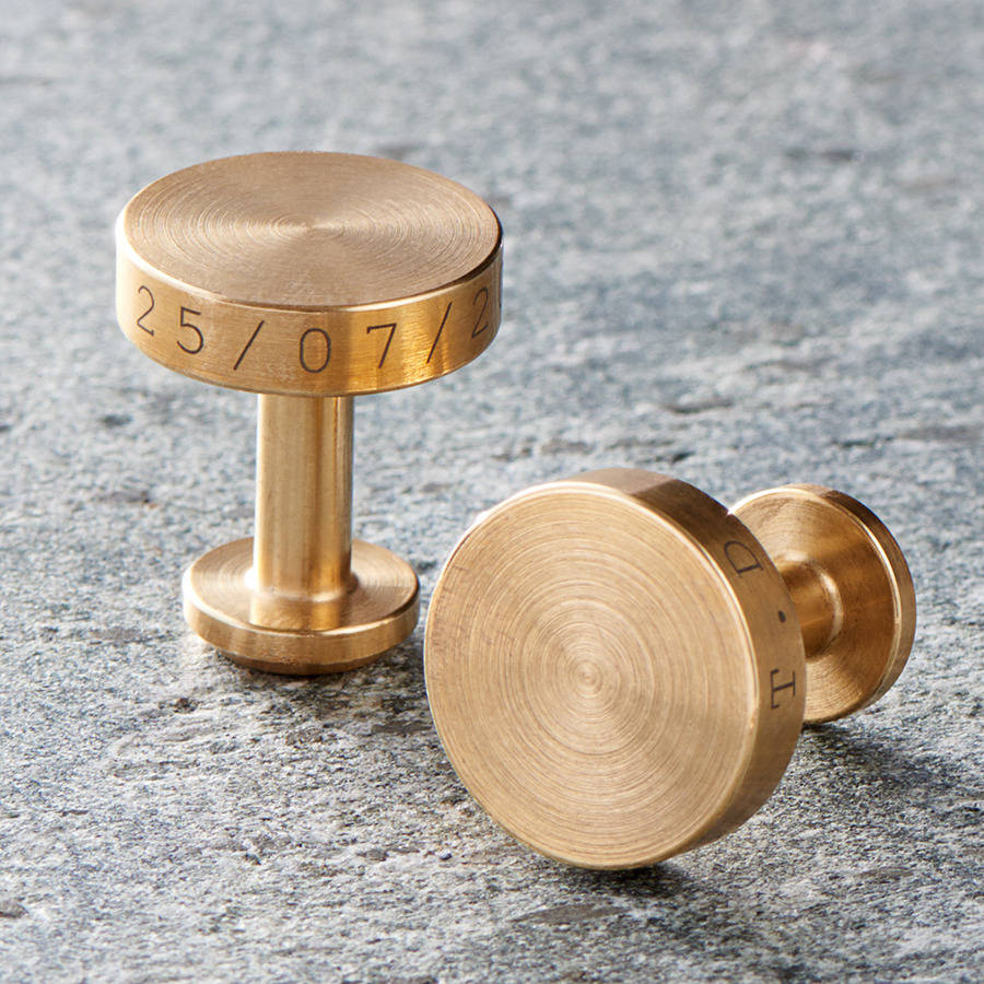personalised solid brass cufflinks by man gun bear | notonthehighstreet.com