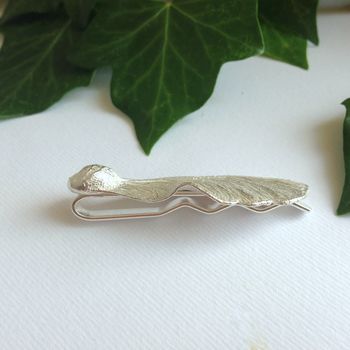 Sterling Silver Sycamore Seed Personalised Tie Pin, 3 of 4