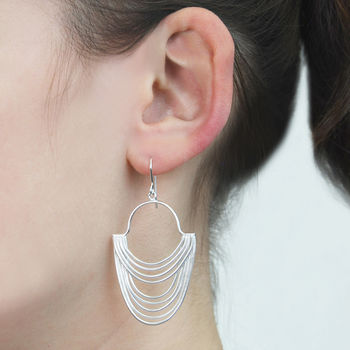 Layered Sterling Silver Statement Drop Earrings, 2 of 4