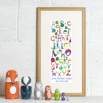Personalised Dinosaur Alphabet Children's Print, 6 of 12
