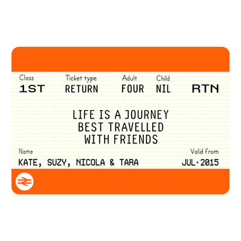 Personalised Train Ticket Friendship Print, 4 of 6