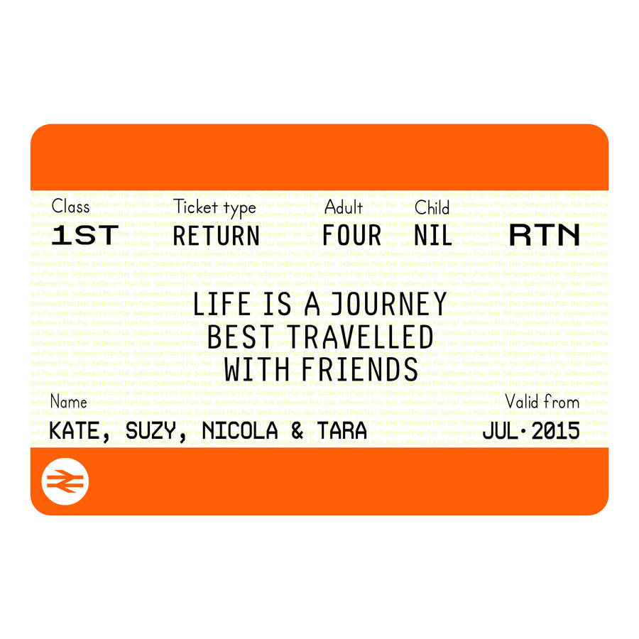 personalised train ticket friendship print by of life