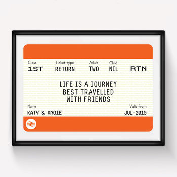 Personalised Train Ticket Friendship Print, 5 of 6