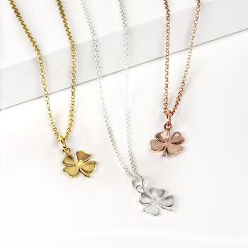 Lucky Silver Or Gold Four Leaf Clover Necklace, 7 of 8