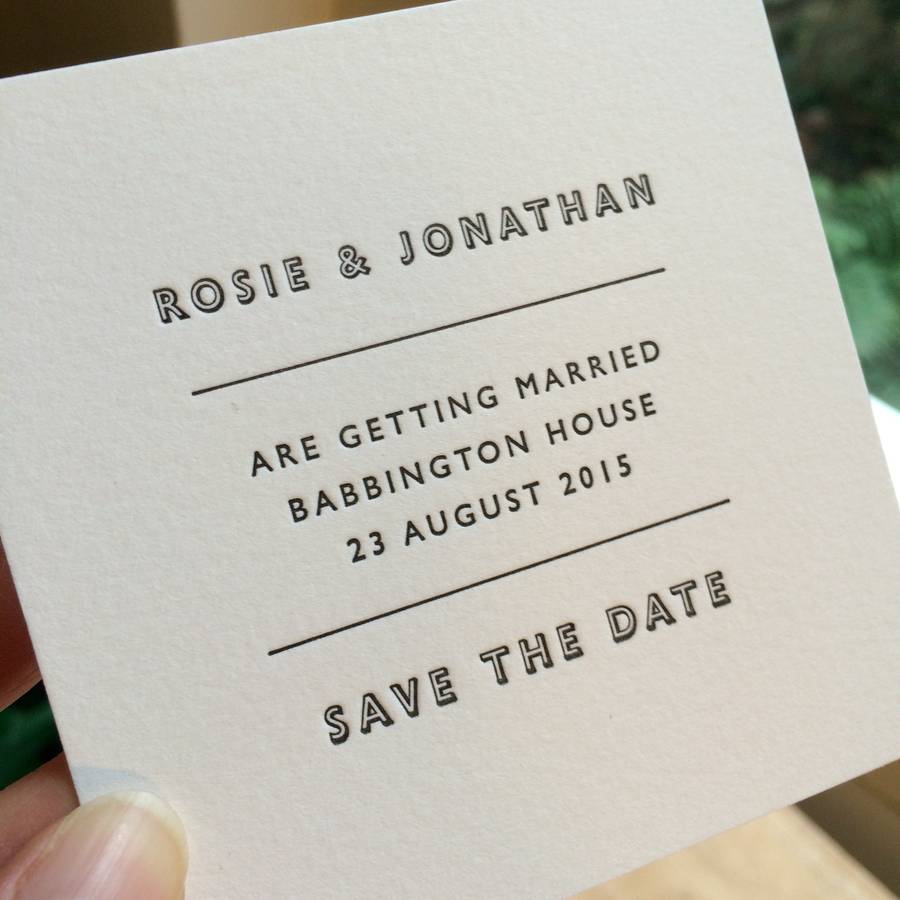 Save The Date Letterpress Card By Little Red Press