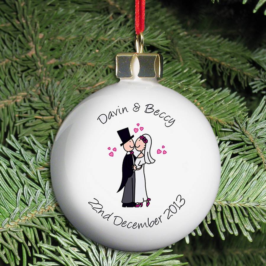 Wedding Day Couple Personalised Bauble By Chalk And Cheese Candles And ...
