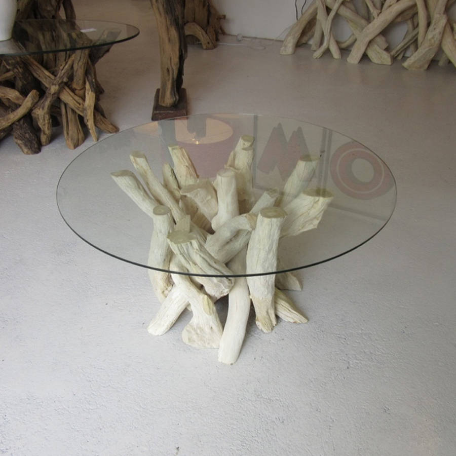 Round Driftwood Coffee Table 40cm High By Doris Brixham
