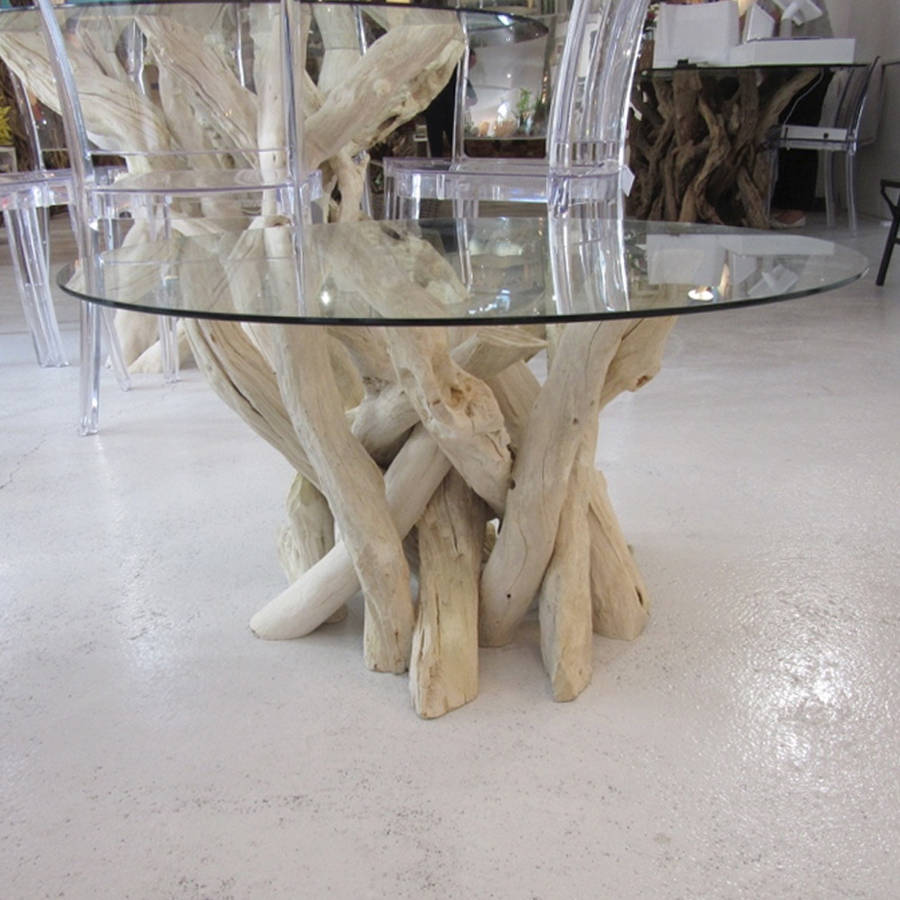 Round Driftwood Coffee Table 40cm High By Doris Brixham