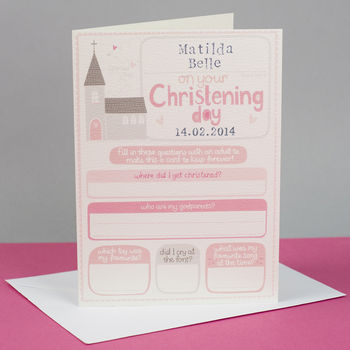 Personalised Girls Christening Keepsake Card, 3 of 3