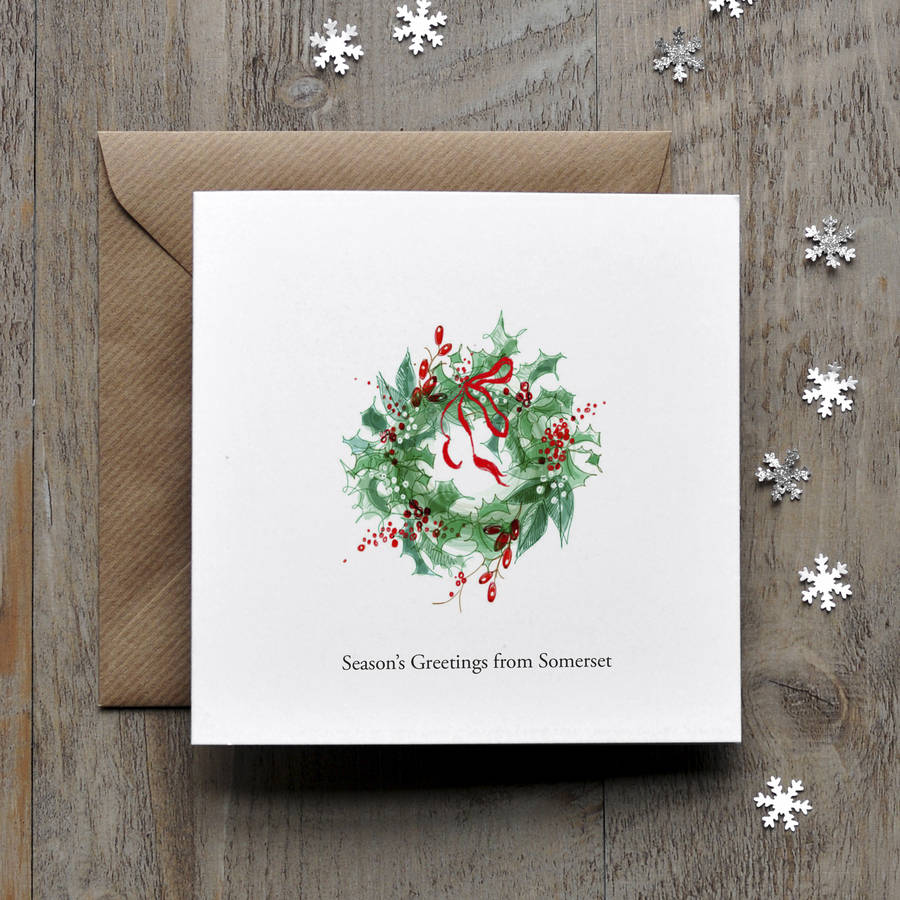holly wreath personalised christmas card by honeytree publishing ...