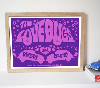 Personalised 'Lovebugs' Wedding Or Anniversary Print, 3 of 10