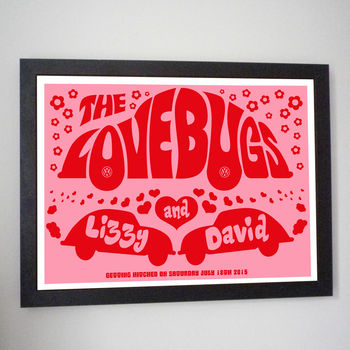 Personalised 'Lovebugs' Wedding Or Anniversary Print, 4 of 10