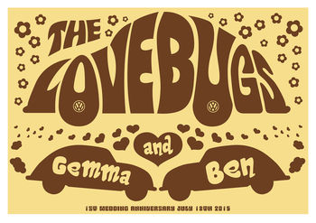 Personalised 'Lovebugs' Wedding Or Anniversary Print, 8 of 10
