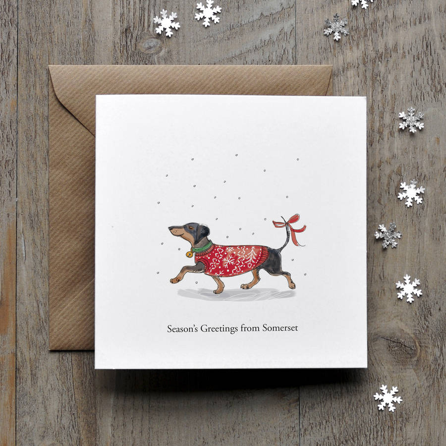 Happy Dachshund Personalised Christmas Card