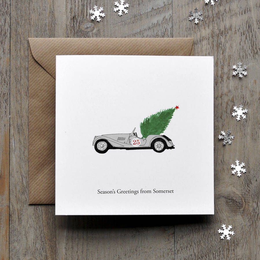 morgan vintage car personalised christmas card by ...