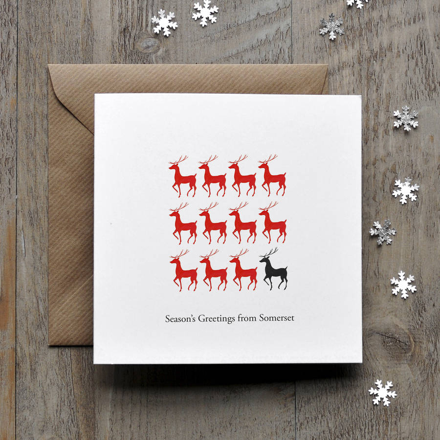 reindeer silhouette personalised christmas cards by honeytree ...