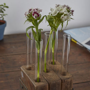 Reclaimed Wood Test Tube Flower Vase, 3 of 4