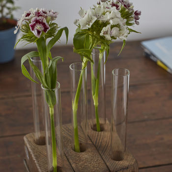 Reclaimed Wood Test Tube Flower Vase, 2 of 4