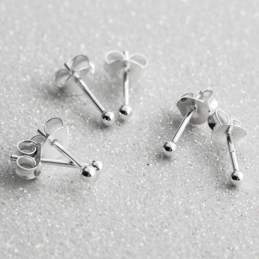 sterling silver set of tiny ball studs by the jewellery boutique ...