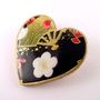Blossom And Fan Washi Paper Heart Brooch, thumbnail 1 of 3