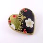 Blossom And Fan Washi Paper Heart Brooch, thumbnail 3 of 3