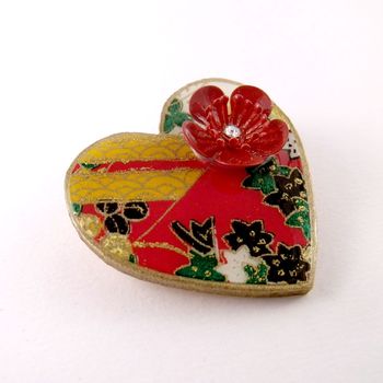 Autumn Garden Washi Paper Heart Brooch, 2 of 3