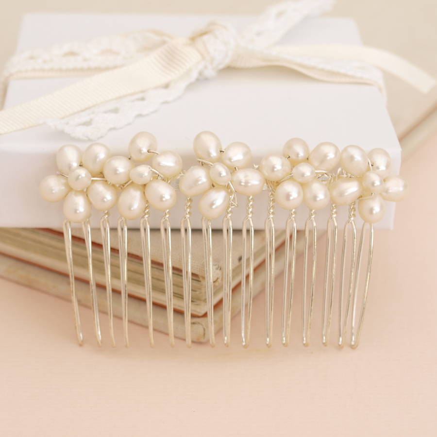 pearl flower bridal hair comb by jewellery made by me ...