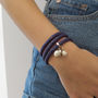 Personalised Leather And Pearl Triple Wrap Bracelet, thumbnail 1 of 8