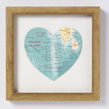 Maldives Map Heart Wedding Anniversary Print, 2 of 3