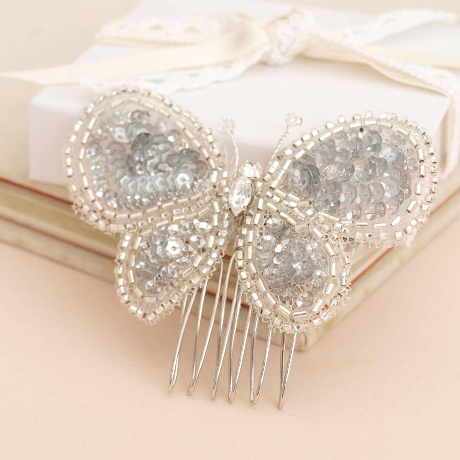 Butterfly Beaded Bridal Hair Comb By Jewellery Made By Me